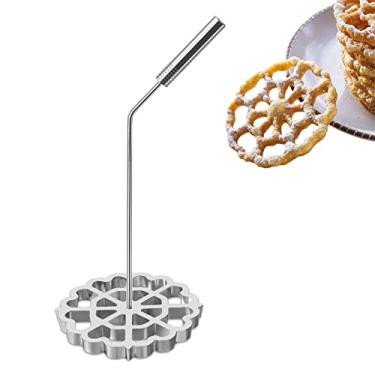 Imagem de Molde Bunuelos com alça, conjunto de ferro timbale roseta moldes de waffle de alumínio com alça, anel de bolo de funil, molde para buñuelos de viento Maker mexicanos, ferramenta de cortador de biscoito de roseta