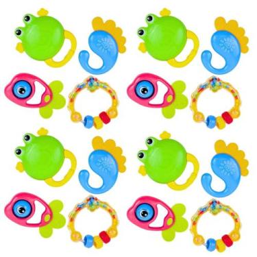 Imagem de kit 4 chocalhos infantil brinquedo para bebe sensorial primeira infanc