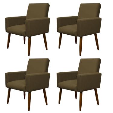 Imagem de Kit 4 Poltronas Decorativa Sala E Quarto Nina Suede Herrero Cor:marrom Claro