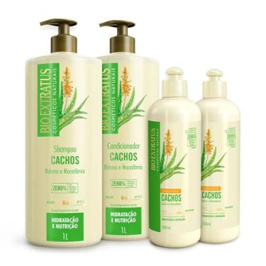 Imagem de Kit Bio Extratus Cachos (1L) Shampoo, Condicionador e 2x Finalizador (500g)