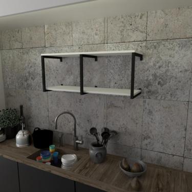 Imagem de Prateleira Industrial Suspensa Estante Parede Nicho Branco Cozinha Escritorio Sala Quarto Infantil
