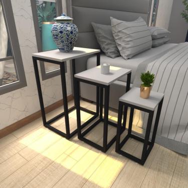 Imagem de Mesa De Cabeceira Industrial Cinza Mdf Canto Quarto Mesas De Cabeceira Mesinha Cabeçeira Cabiceira