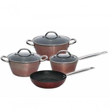 Imagem de Jogo De Panelas Indução Antiaderente Martelado 4 Peças Mimo