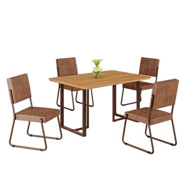 Imagem de Conjunto Sala De Jantar Mesa 120x90cm Base Lunna Tampo Mdf Napoli Marrom