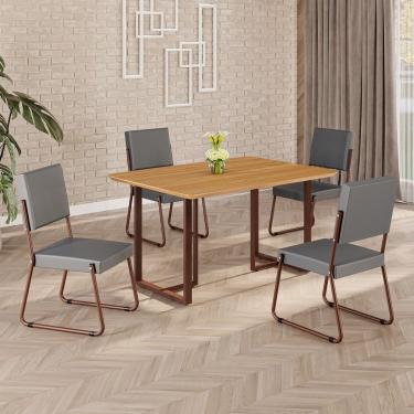 Imagem de Conjunto Sala De Jantar Mesa 120x90cm Base Lunna Tampo Mdf Napoli Grafite - Marrom