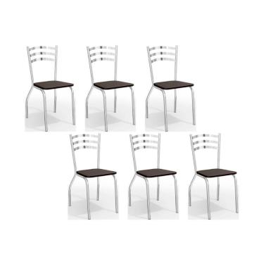 Imagem de Cadeira De Cozinha Portugal C007 Kit 6 Un Cromada Preto 110