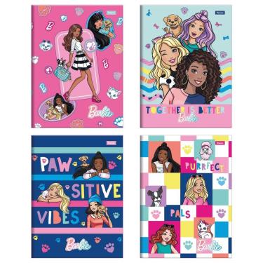 Imagem de Kit C- 4 Caderno Universitário Barbie Foroni Capa Dura Brochura - 48 Folhas