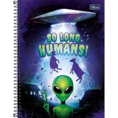 Imagem de Caderno Universitário Orbit Aliens Tilibra Capa Dura Espiral - 10m 160 Folhas So Long Humans!