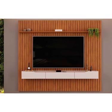 Imagem de Home P- Tv Até 85 Pol Pratic Ripado C- 3 Gavetas 250x240cm Freijó-off White - Dj Móveis