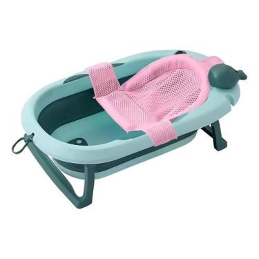 Imagem de Kit Banheira Dobrável C/ Termômetro Rede Flutuante P/ Banho - Tibaby, 