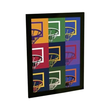 Imagem de Quadro Decorativo Basquete Ilustração Cores Cesta Decoração Poster Quarto Sala