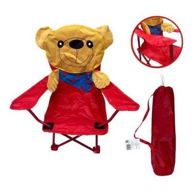 Imagem de Cadeira Camping Infantil Ursinho Dobrável Bolsa Transporte - Importway