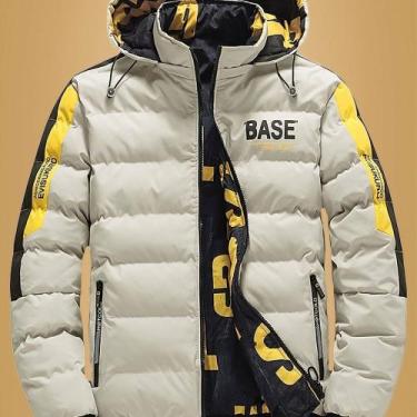 Imagem de Jaqueta Parka Masculina Dupla Face com Capuz - ElaShopp, Branco, G