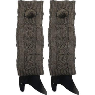 Imagem de Polainas Adulto Lã Feminina Malha Tricô Cinza Moda Inverno