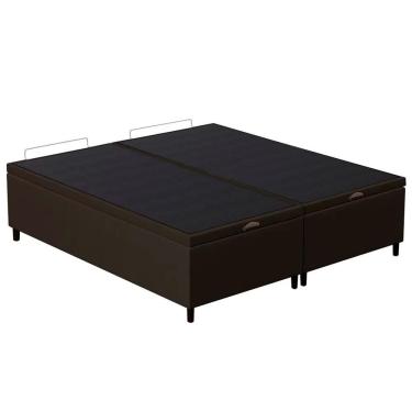 Imagem de Base Cama Box Baú Casal Queen 158cm Hit Z04 Suede Marrom - Mpozenato