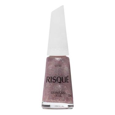 Imagem de Esmalte Risqué Cor Granulado Rosé Glitter com 8ml, Rosé, 8ml