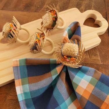 Imagem de Kit 04 Anéis Porta Guardanapo Argola Prendedor Mesa Posta Chapéu de Pa