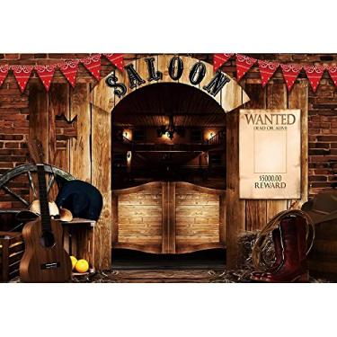 Imagem de Yeele 2,4 x 1,8 m Western Saloon Cowboy pano de fundo retrô Western Bar Wild Cowboys chapéu cavalo saloon tema fotografia fundo para crianças caubói festa de aniversário chá de bebê adereços para