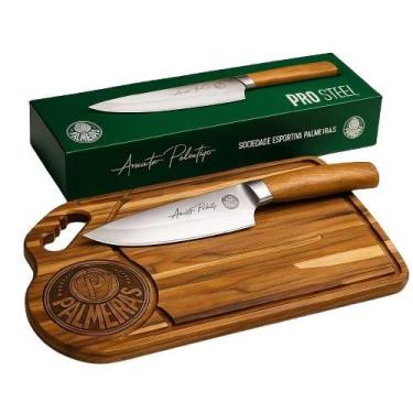 Imagem de Kit Churrasco Palmeiras Tabua +Faca de Carne Oficial Presente - BRASFO