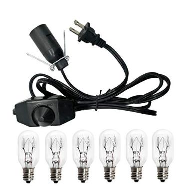 Imagem de haraqi Cabo de lâmpada de sal e lâmpadas, cabo de substituição de lâmpada de sal do Himalaia com interruptor de regulação, cabo de substituição original listado pela UL para lâmpada Salt Rock com 6