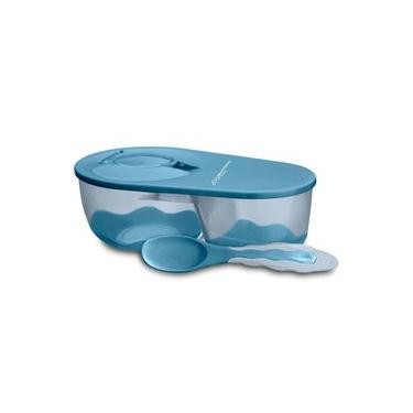 Imagem de Prato Fundo Com Divisória E Colher Funny Meal Azul Multikids Baby - BB053 BB053