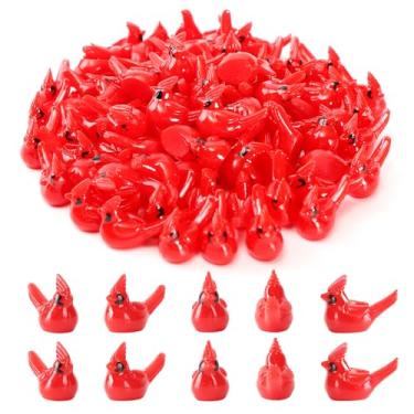 Imagem de XGBDL 60 Pcs Mini Resin Red Cardinal Bird Figurines - Tiny Lifelike Cardinals for Christmas Ornaments, Miniature Gardens, Cake Toppers, Perfect for DIY Projects, Dollhouse, Aquarium Decor