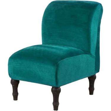 Imagem de Capas De Cadeira Sem Braços De Veludo, Capa De Cadeira De Chinelo Elástico Capas De Cadeira De Acento Antiderrapante Removível Capas Protetoras De Móveis Para Sala De Estar, Green, one size