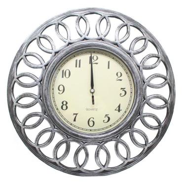 Imagem de Relógio De Parede Decorativo Grande Prata Sala Escritório 46,5cm