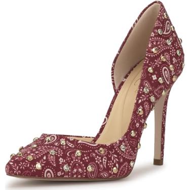 Imagem de Jessica Simpson Sapato feminino Prizma D'Orsay, Estampa de bandana granada/branca, 35