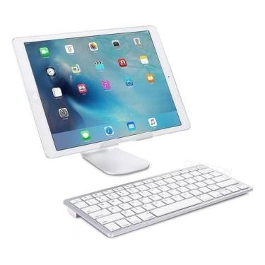 Imagem de BDNET, Teclado Bluetooth + Suporte Para Tablet Galaxy Tab A7 Lite B Cor Prata Com Branco
