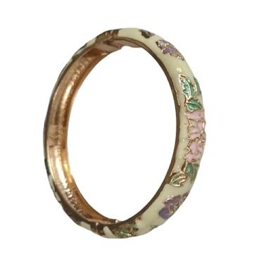 Imagem de Only My Live Home Pulseira clássica de flores esmaltadas Cloisonne para presentes femininos, joias artesanais tradicionais étnicas chinesas, Inner Diameter 2.36 inch wide 0.47 inch about, Cobre, Sem