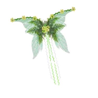 Imagem de YIJU Asas de borboleta para crianças e adultos, asas de fada para cosplay, para festa temática, show de palco, Verde