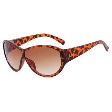 Imagem de JRLLFD Óculos de sol punk grandes femininos, peça única, masculino, esportivo, clássico, à prova de vento, UV400 (degradê de leopardo, chá)