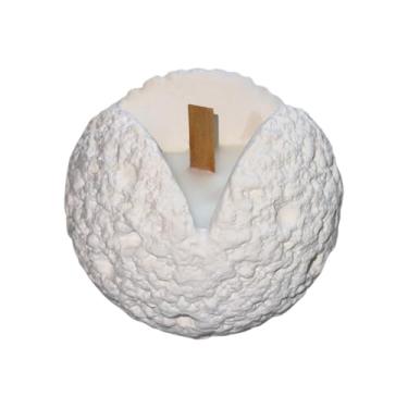 Imagem de Generic Castiçal de cerâmica branca moderna com vela perfumada de baunilha, pavio de madeira natural, em forma de coração, recipiente decorativo reutilizável (meteoro)