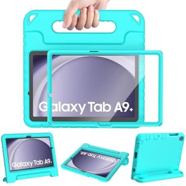 Imagem de AVAWO Capa infantil para Samsung Galaxy Tab A9+/A9 Plus 11 polegadas 2023 capa com protetor de tela integrado, leve à prova de choque com suporte para crianças (SM-X210/X216/X218), turquesa
