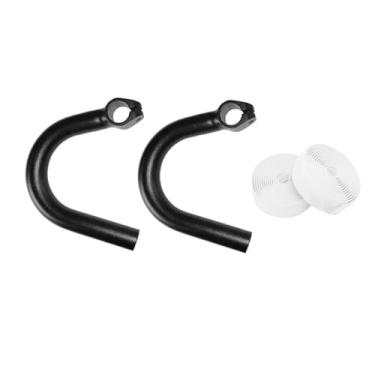 Imagem de YIJU Guidão de bicicleta, barra de apoio com apoio de braço forte e confortável, premium, barra de com ângulo externo, liga de alumínio, para ciclismo ao, Fita Branca para Guidão