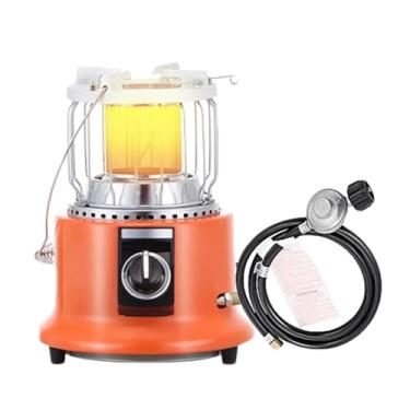 Imagem de Aquecedor de propano externo 2 em 1, aquecedores portáteis para uso interno, fogão de butano de acampamento, com mangueira de propano + válvula redutora de pressão para pesca no gelo, caminhadas, caça