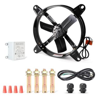 Imagem de Aibabcue Ventilador de sótão com termostato, ventiladores de 35,5 cm para galpão de sótão garagem estufa ventilador de exaustão de ventilação do sótão 1510 RPM, 1240 CFM (14 polegadas)