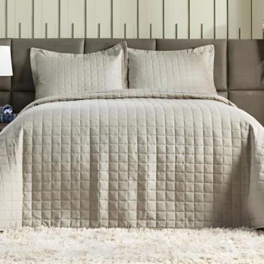 Imagem de Cobre Leito King 300 Fios com Porta Travesseiro Basic Bege - EDDI Casa