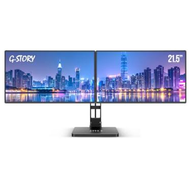 Imagem de G-STORY Monitor duplo de 21,5 polegadas, extensor de tela tripla Full HD 1920 x 1080 com suporte, monitores duplos de computador grandes com porta HDMI/tipo C para escritório de jogos (driver