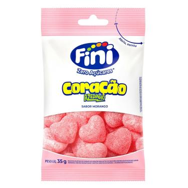 Imagem de Bala de Gelatina Fini Zero Açúcares Coração Azedinho 35g