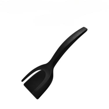 Imagem de Utensílios para Cozinha: Espátula e Raspador de Nylon + Pinça Culinária Antiaderente - Para Ovos, Tapioca, Bife, Panqueca e Mais(3,Preto)