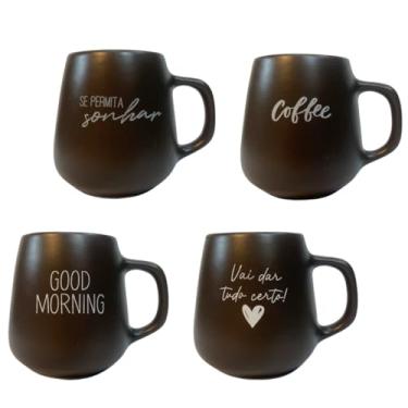 Imagem de Jogo 4 Caneca Bojuda 260ml Porcelana Fosca Para Cappuccino Café Mesa Posta Só Art's® (Marrom)