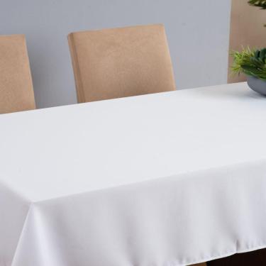 Imagem de Toalha De Mesa Basic 1 Peça 3,00m X 1,40m 10 Lugares Tecido Oxford 100% Poliéster - Branco