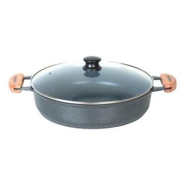 Imagem de Frigideira Cerâmica Alumínio Batido Fundido 30cm Tampa Vidro - DIVIFOR