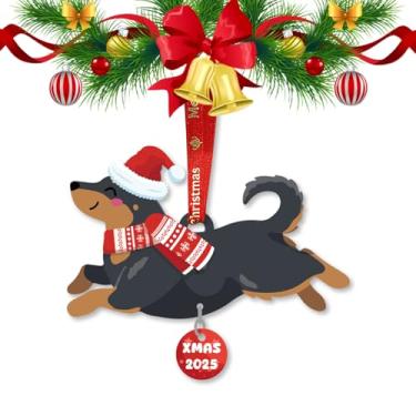 Imagem de Enfeites de Natal Rottweiler 2025, ornamento Rottweiler para decoração de festa de Natal, ornamento de Natal de cachorro de desenho animado para decoração de casa, enfeites de presente de Natal para