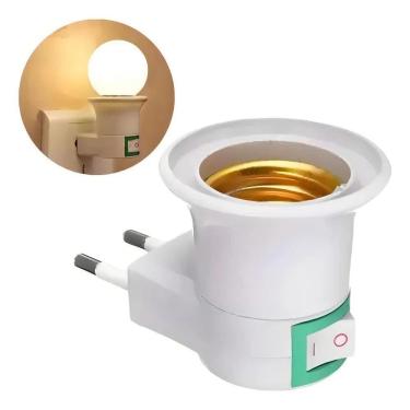 Imagem de 2X Adaptador Soquete E27 Para Lâmpada Tomada Chave Liga De