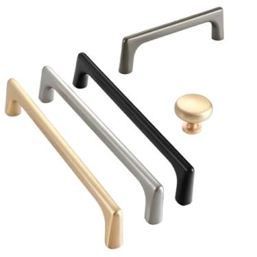 Imagem de CXYFQUUK Armários de latão dourado puxadores de porta de armário puxadores de gaveta de armário ferragens de móveis de cozinha 2 peças (preto G)