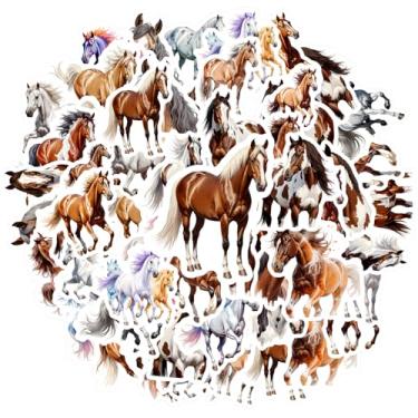 Imagem de 35 peças adesivos realistas de cavalo decalques de animais adesivos de PVC crianças para laptops mala telefone