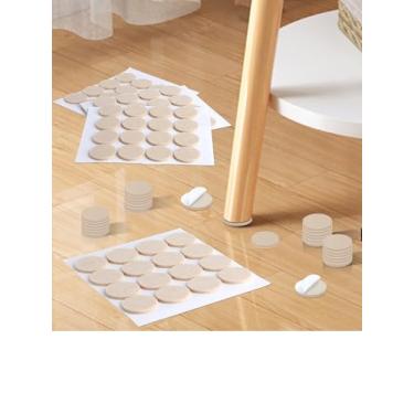 Imagem de Almofadas de feltro para móveis 48 peças, almofadas de móveis para proteger pisos de madeira, protetor de piso anti-arranhões autoadesivo para pernas de móveis de madeira (bege)